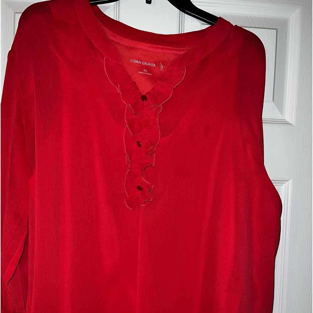 Susan Graver 2-Piece Sheer Top & Matching Tank - XL
